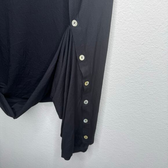 LOGO by Lori Goldstein Black Button Cardigan 3X Draped Open Front Top NWT - Picture 6 of 7